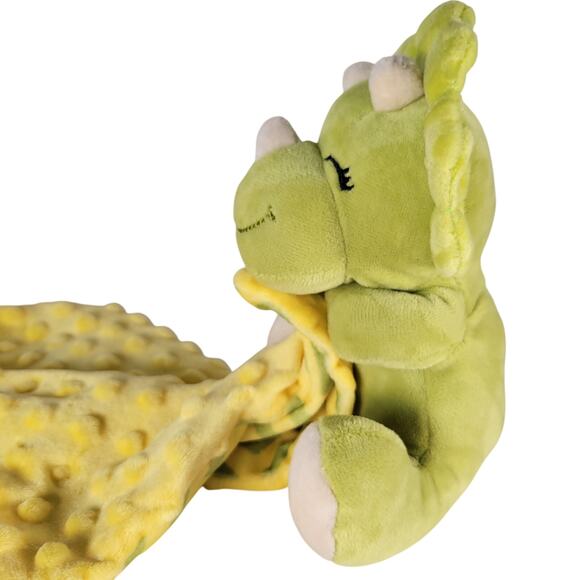Triceratops Plush Dinosaur Baby Lovey Blanket Green Yellow 8"x8" Walgreens - Picture 9 of 16